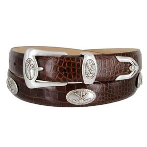 Golf Themed Men's Concho Leather Belt: